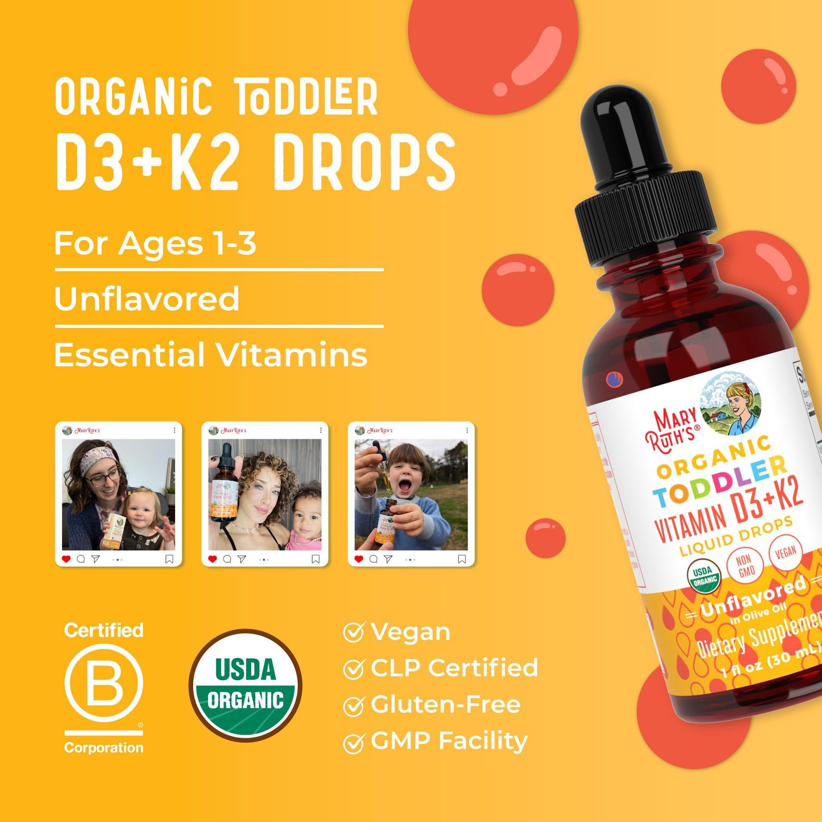4/27 MARYRUTH’S Organics Vitamin D3 | Vitamin K2 | Vitamin D3 K2 Drops | 1 Fl Oz