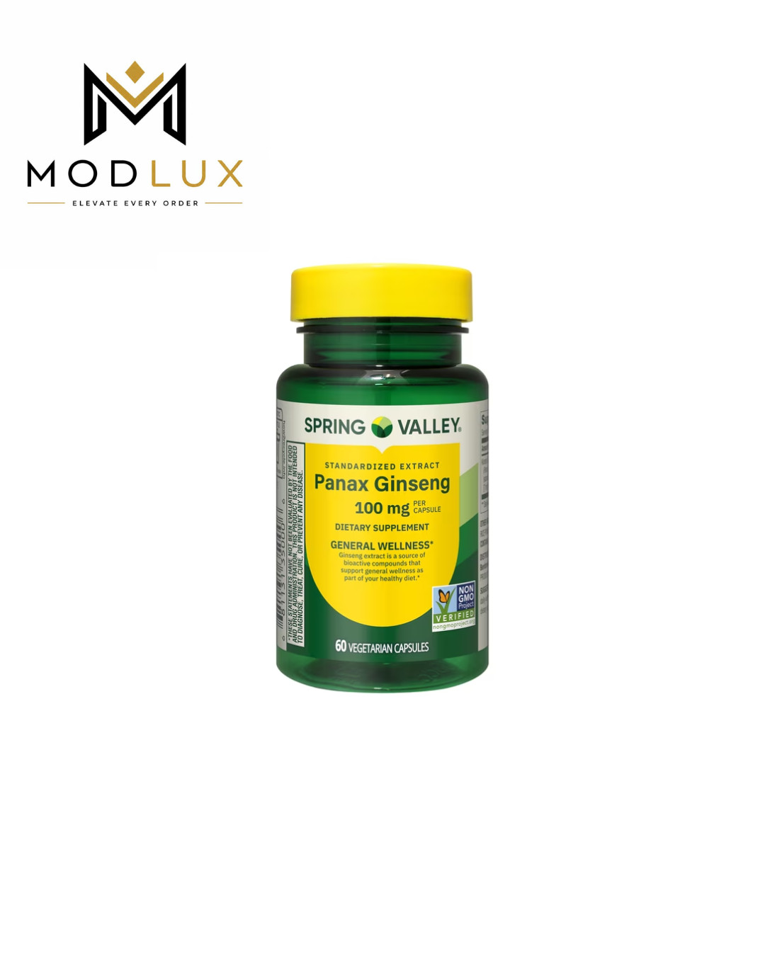Spring Valley Korean Panax Ginseng Capsules, General Wellness, 100mg, 60 Count