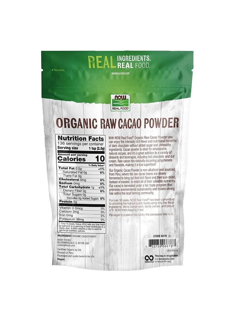 NOW FOODS Cacao Powder Raw & Organic 12 oz