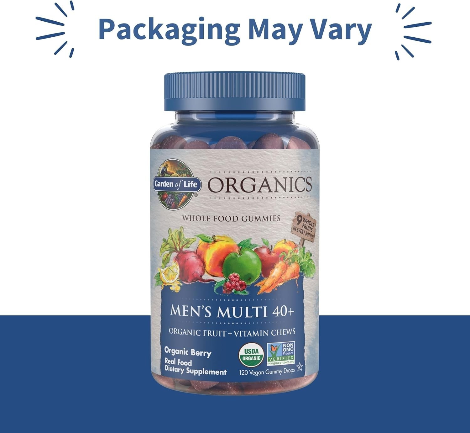 Garden of Life Organics Men 40+ Gummy Multivitamin 120 Count Vegan Non-GMO
