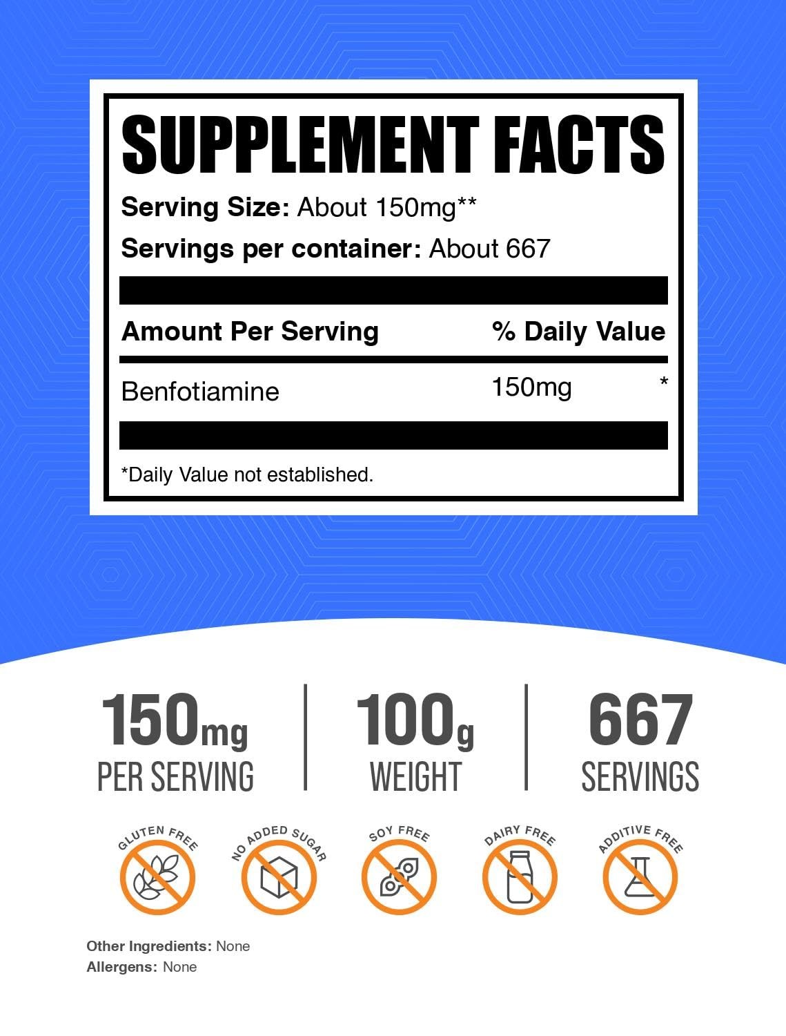 Benfotiamine Powder 150Mg For Overall Health And Wellness 3.52 Ounce