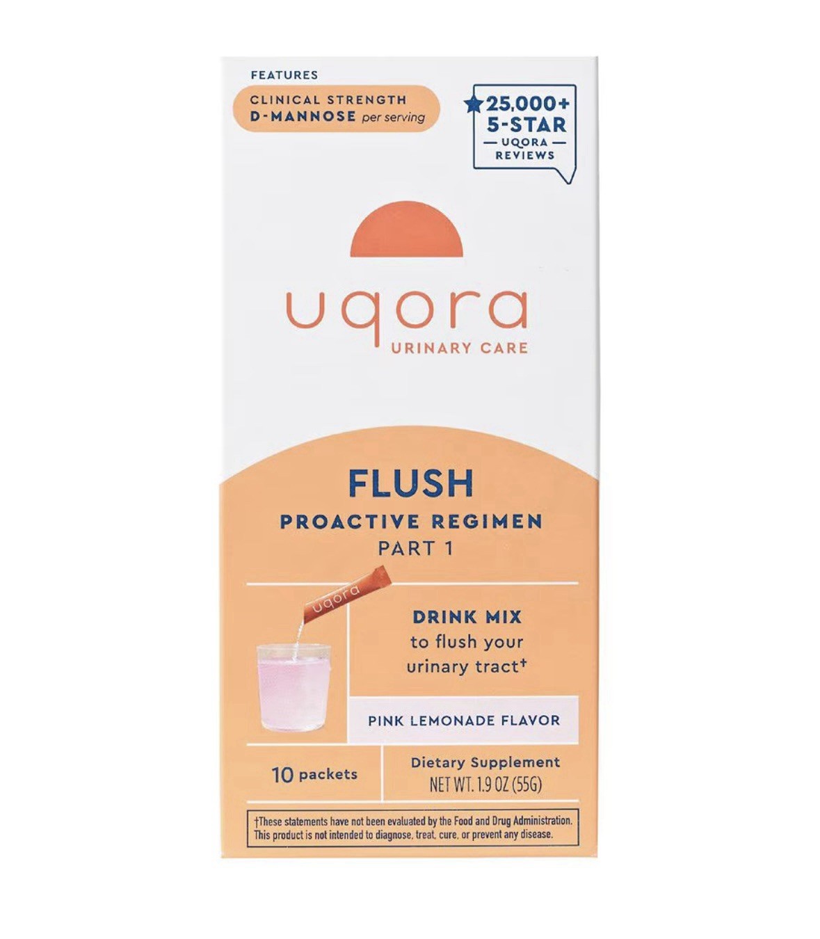 Uqora Drink Mix 1 FLUSH Supplement 10 Packets Pink Lemonade Exp 2027+
