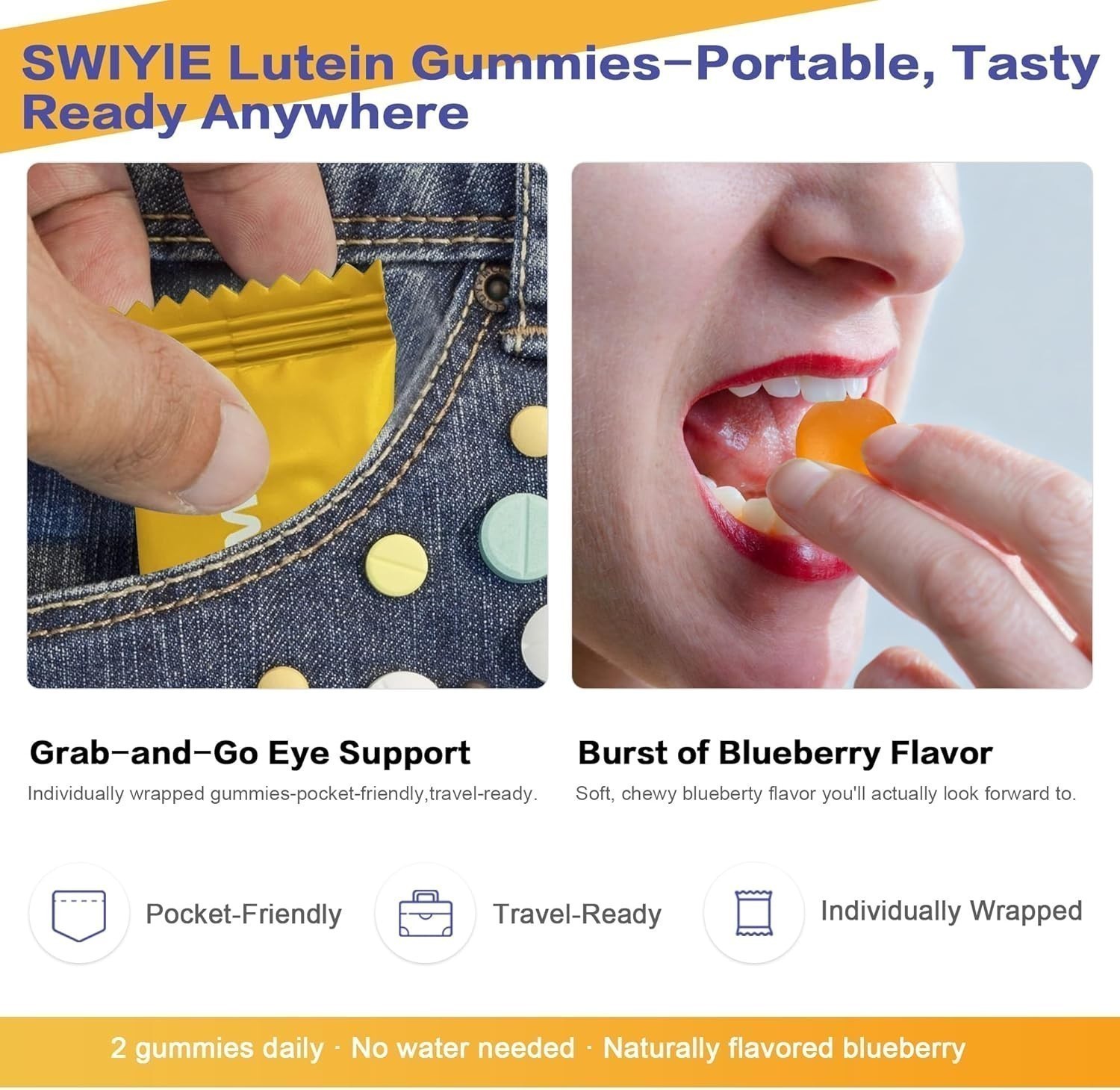 SWIYIE Lutein Gummies – Eye Health Support with Lutein & Zeaxanthin, 60 Gums NEW