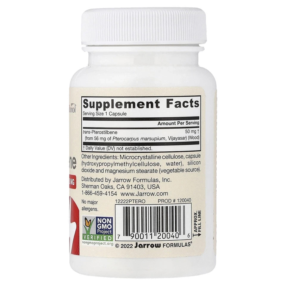 2x Jarrow Formulas, Inc. Vegan trans-Pterostilbene 50 mg 120 Veg Caps exp 08/26