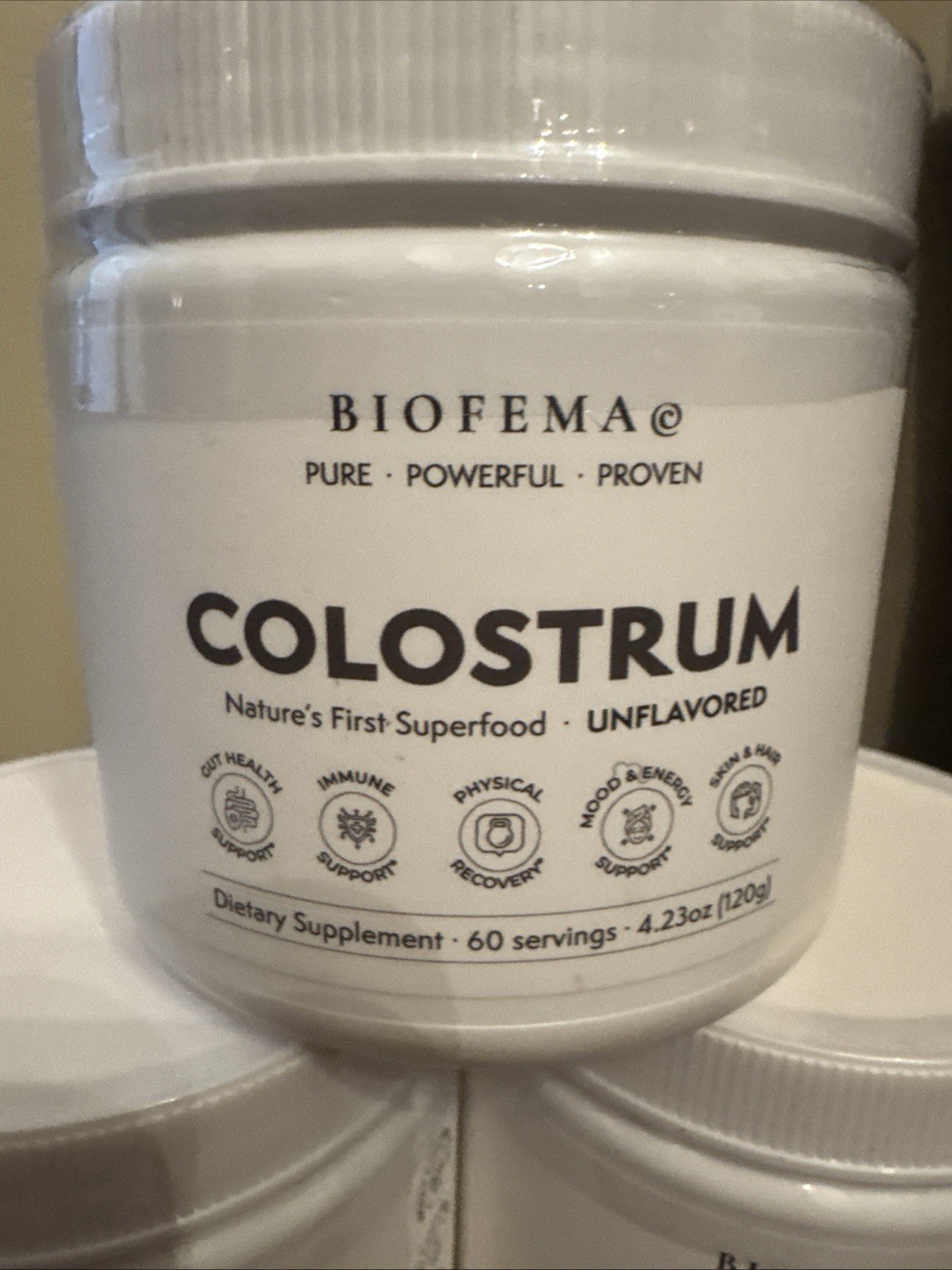 3- 4.23 Oz. Biofema Colostrum Supplement – Natures Superfood Unflavored Powder