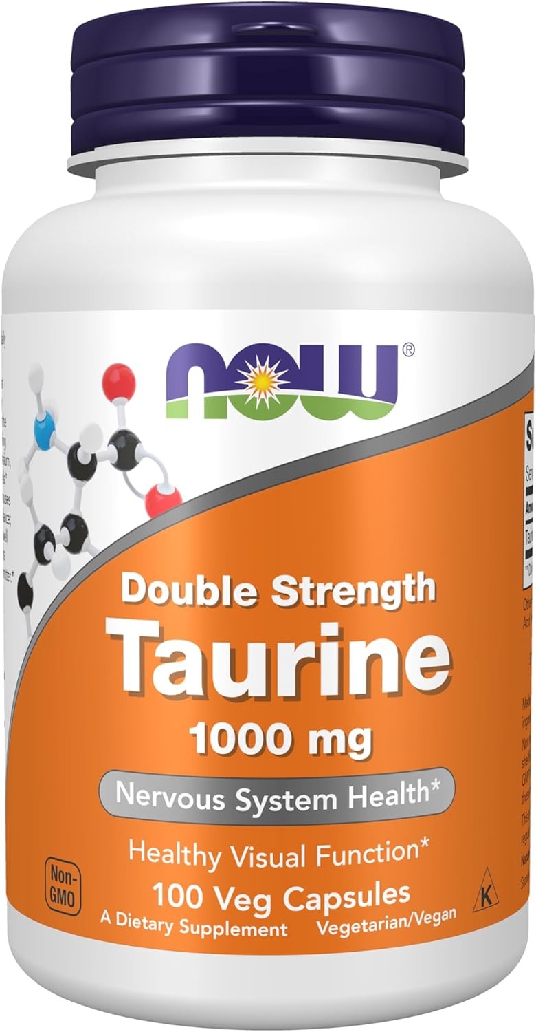 NOW Supplements, Taurine 1,000 mg, Double Strength, 100 Count (Pack of 1)