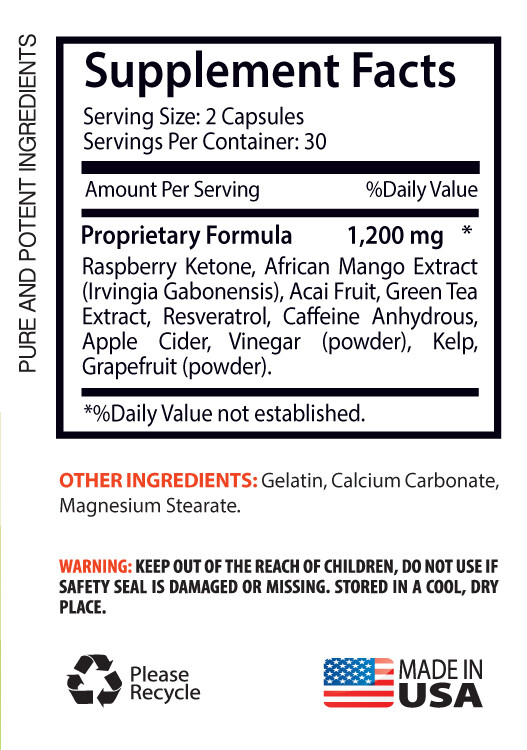 Coffee Bean Extract – Raspberry Ketones Lean 1200mg – Diet Pills – 1 Bot