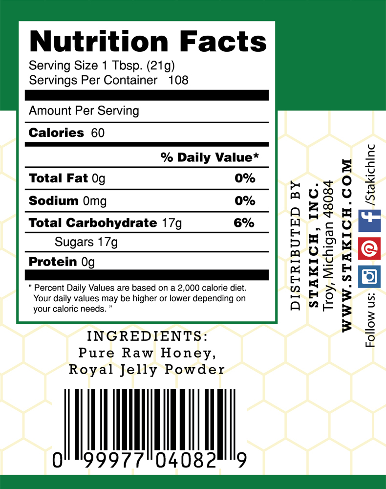 5 lb Royal Jelly Enriched Pure Raw Honey 100% Natural Fresh Gluten Free