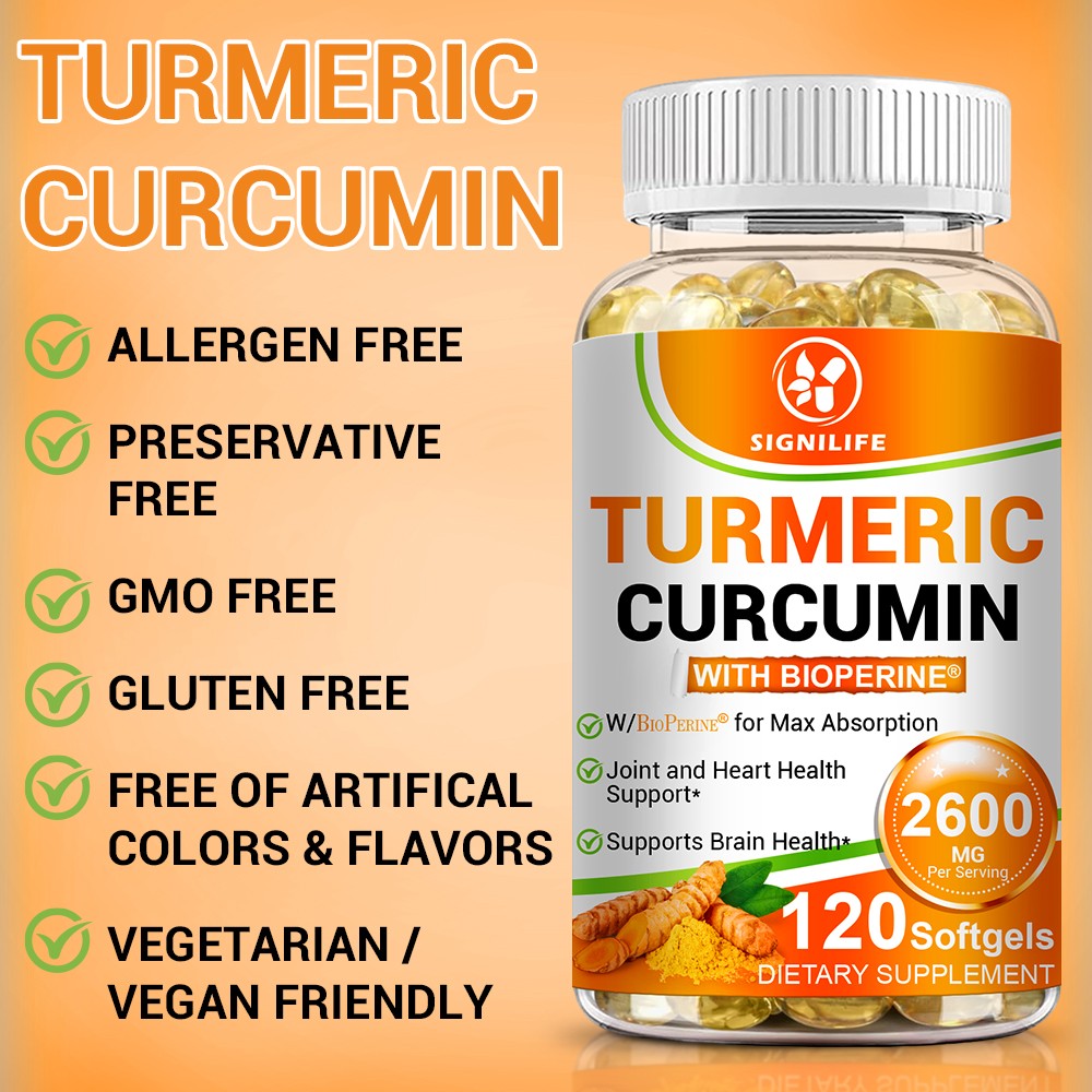 Turmeric Curcumin 2600mg w/ BioPerine Black Pepper Triple Strength Capsules-