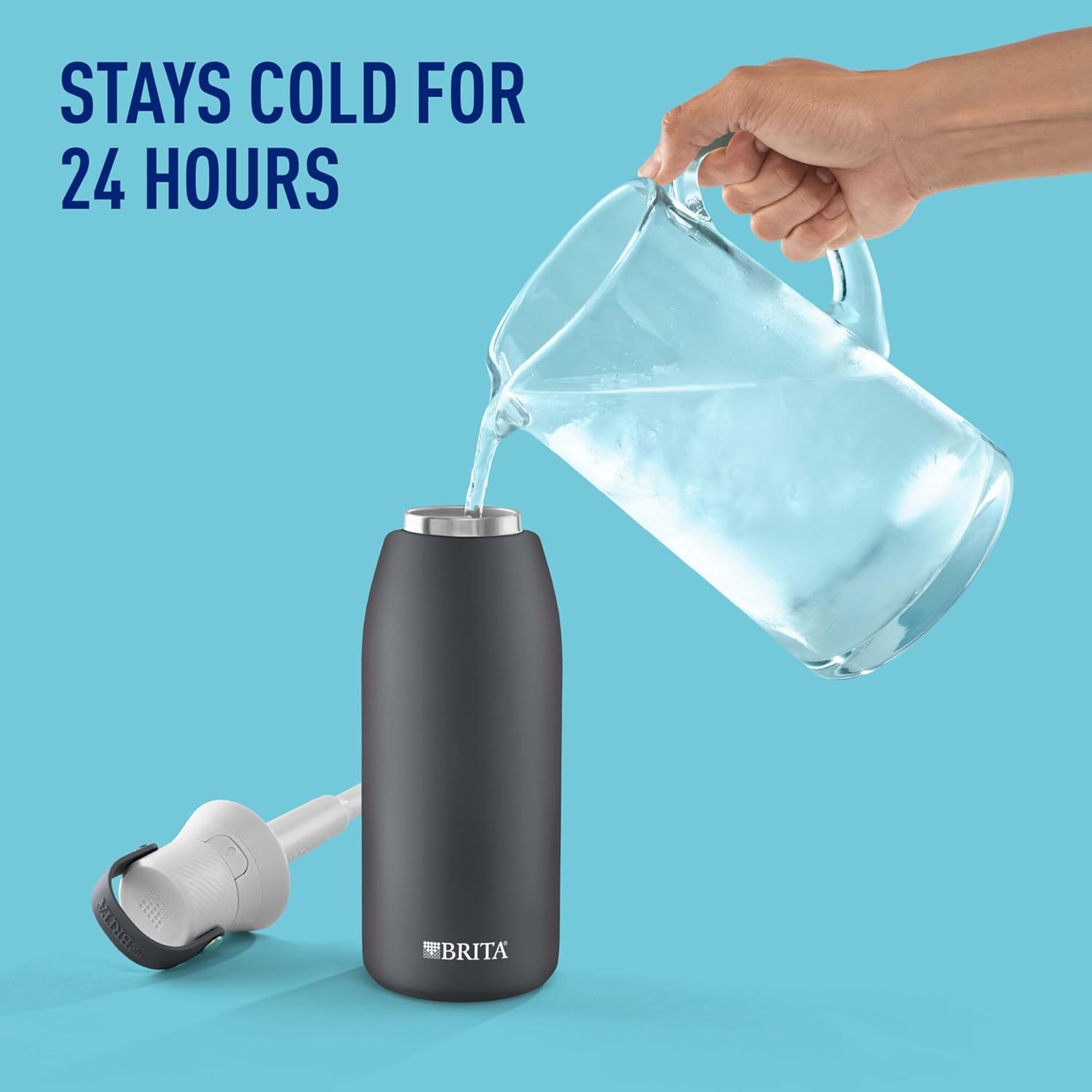 Brita Stainless Steel Premium Filtering Water Bottle, 32 Ounces, Carbon