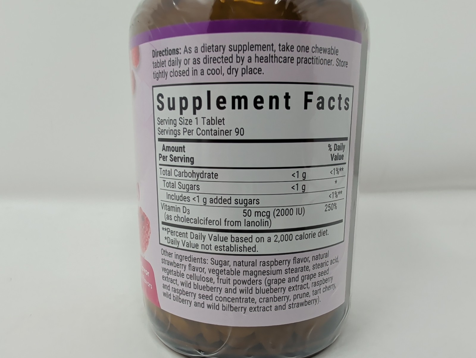 Bluebonnet Earthsweet Chewables Vitamin D3 50 Mcg 2000 IU Raspberry 180 Tablets