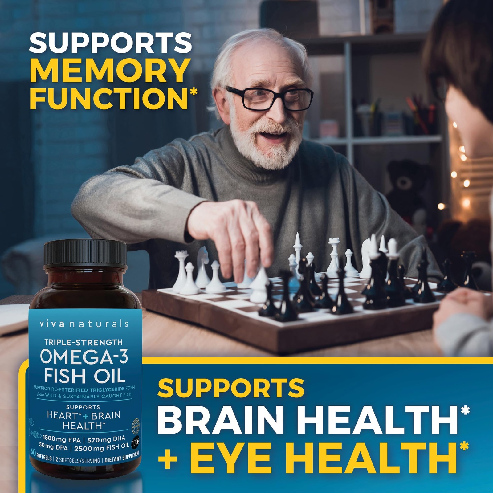 Viva Naturals Omega-3 Fish Oil Triple Strength 2500 Mg 60 Softgels