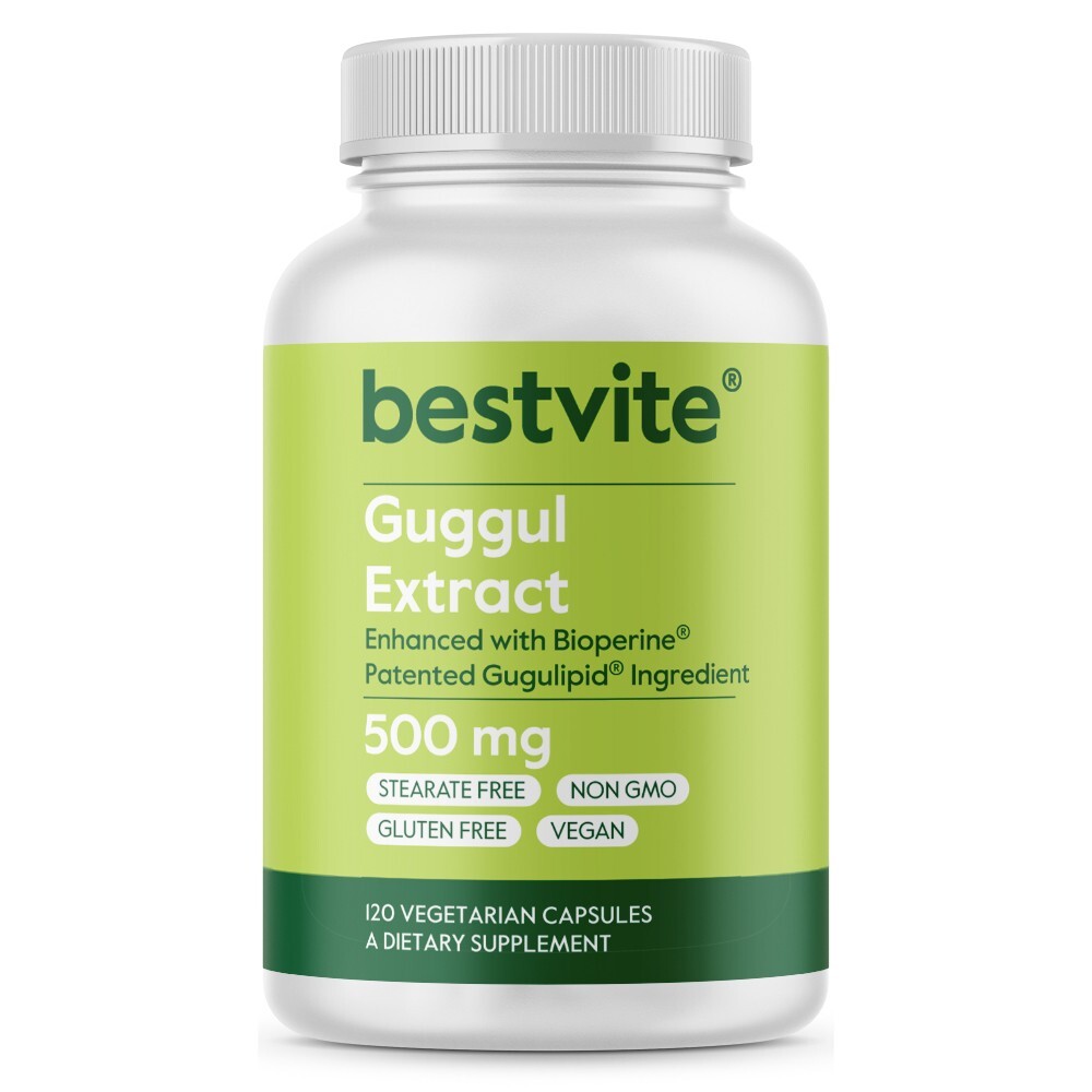 Guggul Extract 500mg (Gugulipid) (120 Vegetarian Capsules)-Clinically Researched
