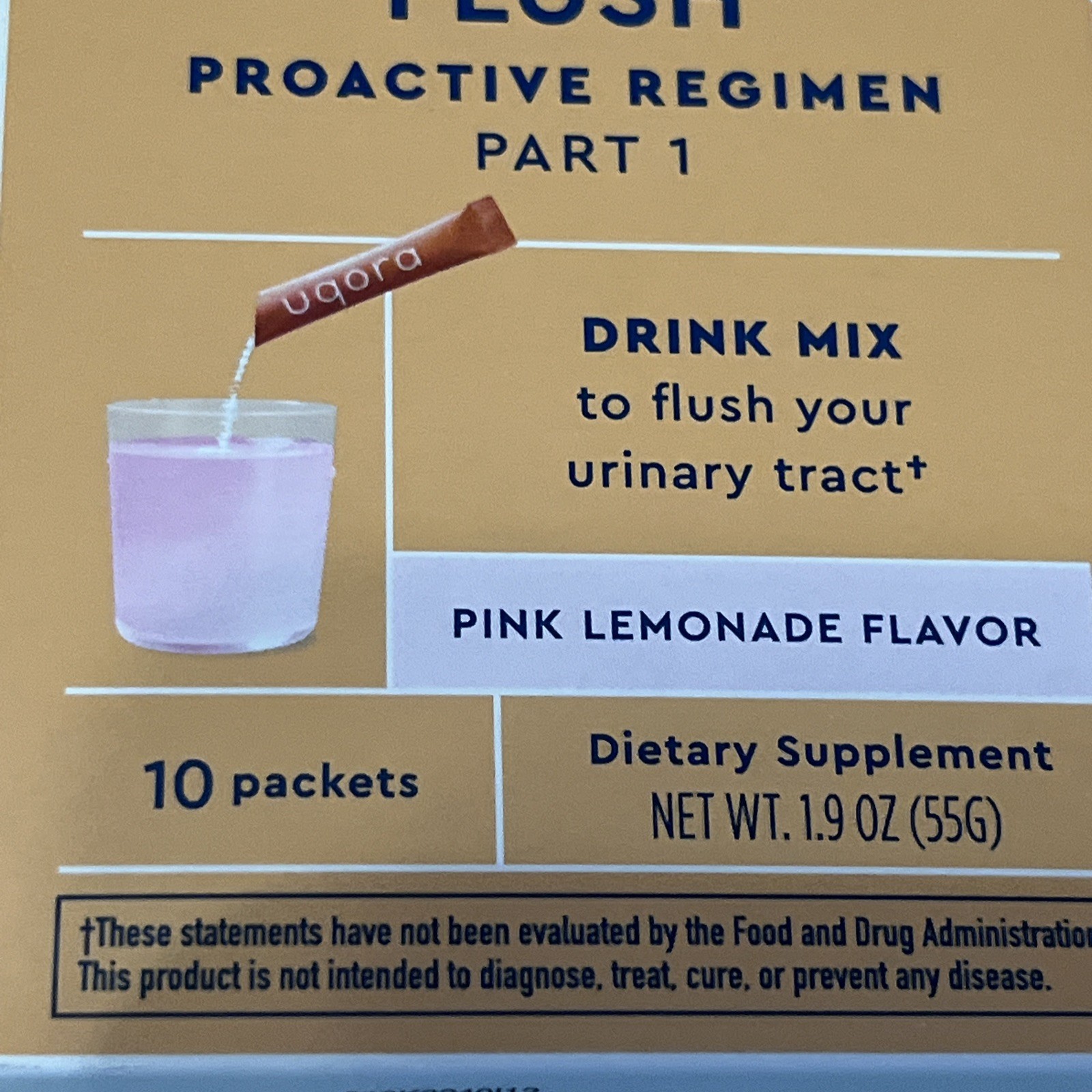 Uqora Drink Mix 1 FLUSH Supplement 10 Packets Pink Lemonade Exp 12/26 women