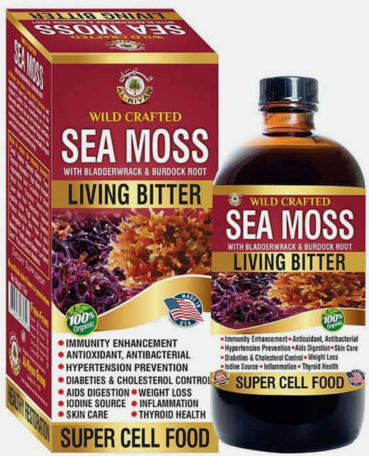 Organic WildCrafted Sea Moss With Bladderwrack & Burdock Root Living Bitter 16oz