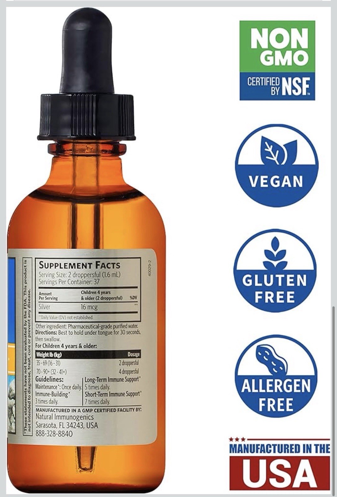 2 pack Sovereign Silver Bio-Active Silver Hydrosol Liquid for Kids Immune Suport