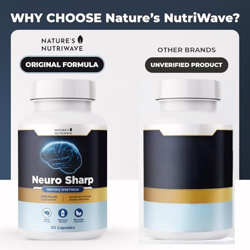 Natures NutriWave Neuro Sharp 30 Capsules Bacopa Ginkgo Huperzine A Non GMO