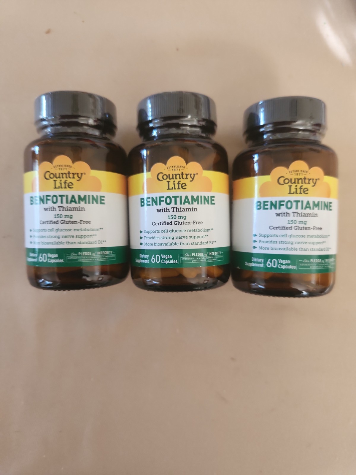 Benfotiamine with Thiamin – 60 Vegetarian Capsules –Pack of 3