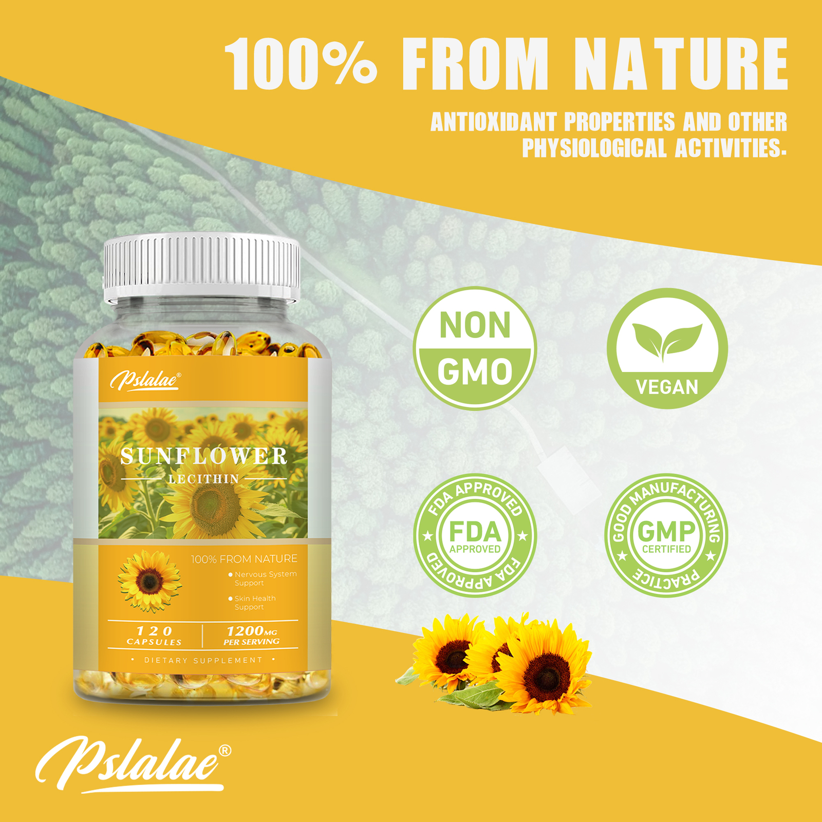 Sunflower Lecithin Capsules – Antioxidant, Liver Health & Nervous System Support