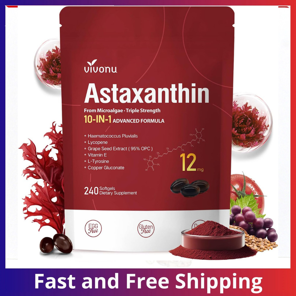 10 in 1 Astaxanthin 12mg 240 Softgels | 240-Day Supply 240 Count (Pack of 1)