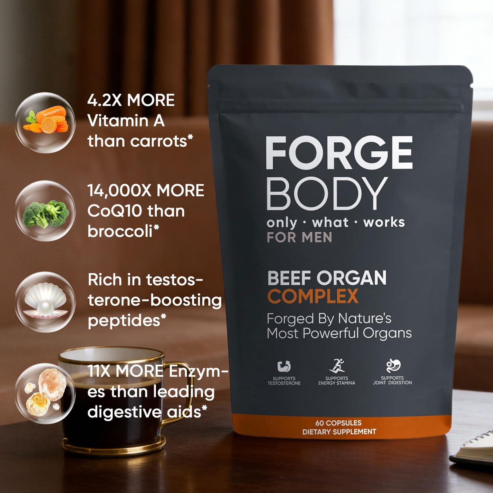 KXVUDE Forgebody Beef Organ Complex Capsules, Grass Fed & Pasture Raised – Tot