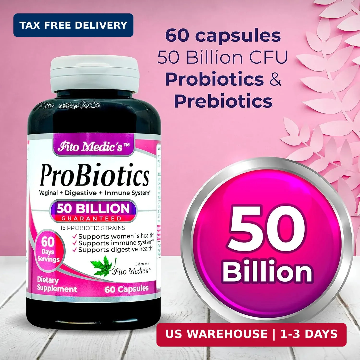 FITO MEDIC’S Lab Probiotic Supplement, 50 Billion CFU, 16 Strain Blend, 60 Day S