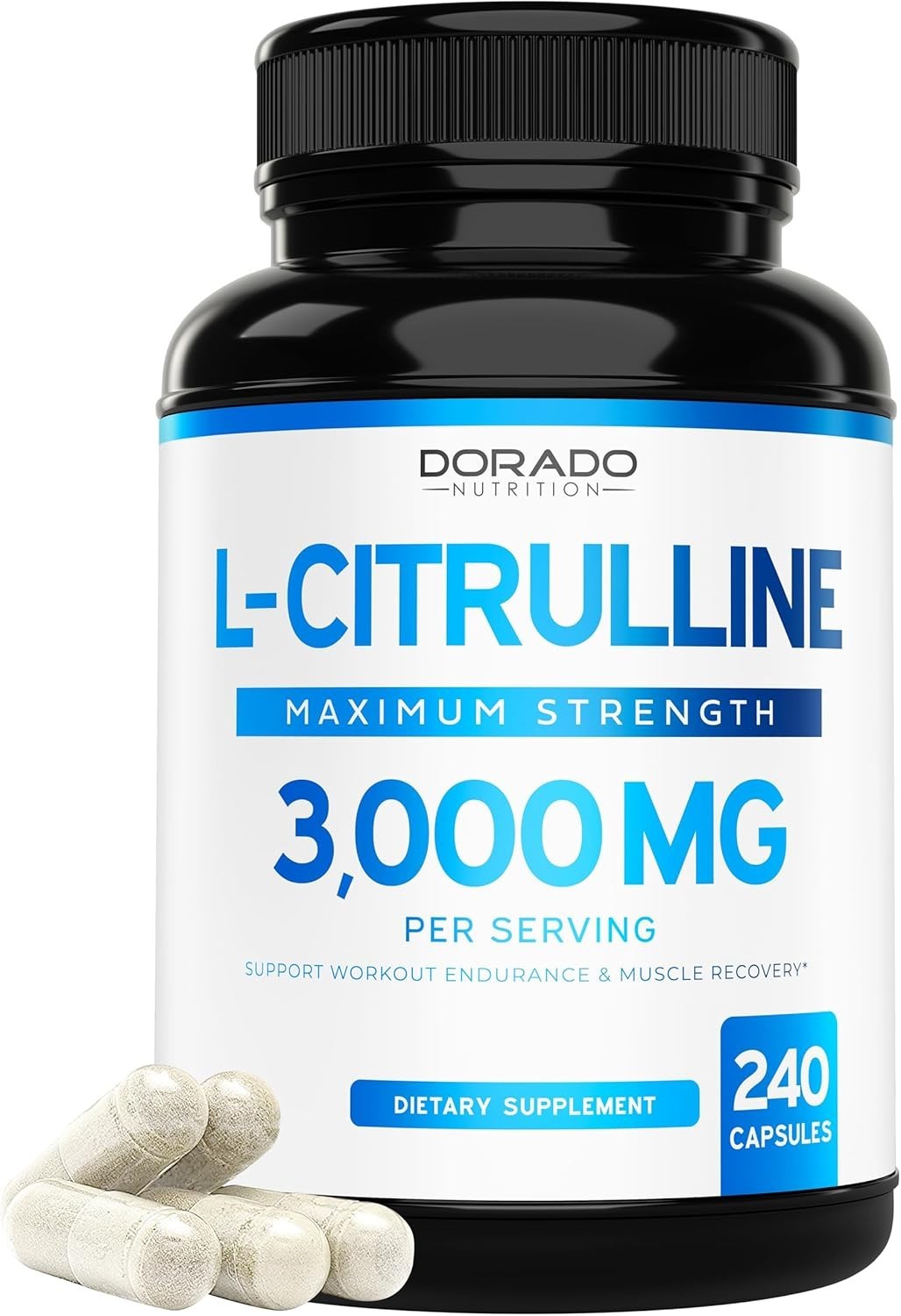 L-Citrulline 3000mg 240 Capsules GMP Certified & Non-GMO Free Form Amino