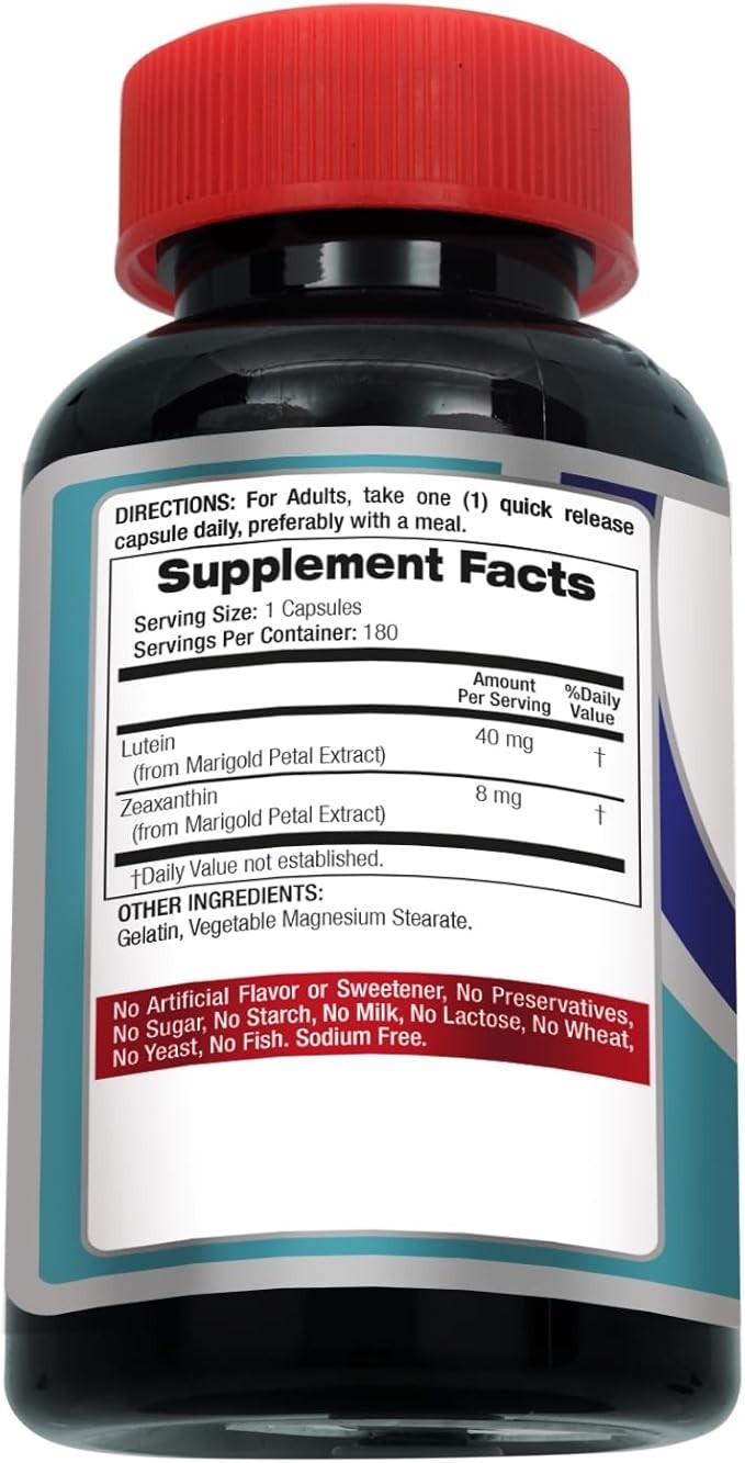 Lab | Lutein |180 Capsules |40 Mg| Lutein 40Mg | Lutein and Zeaxanthin Supplemen