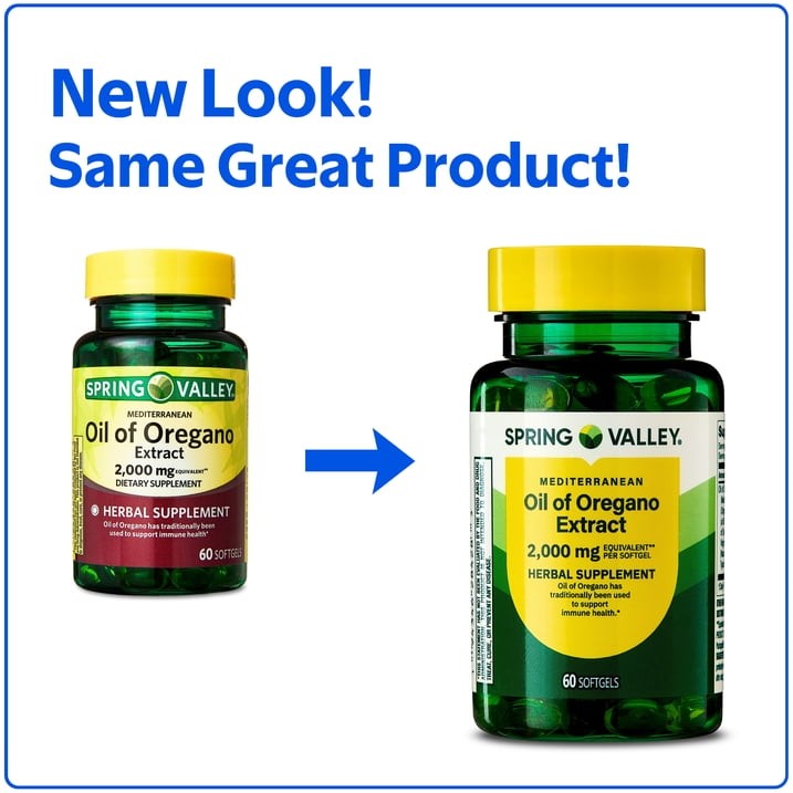 Spring Valley Oil of Oregano Softgels 2000 mg Herbal Supplement 60 Count