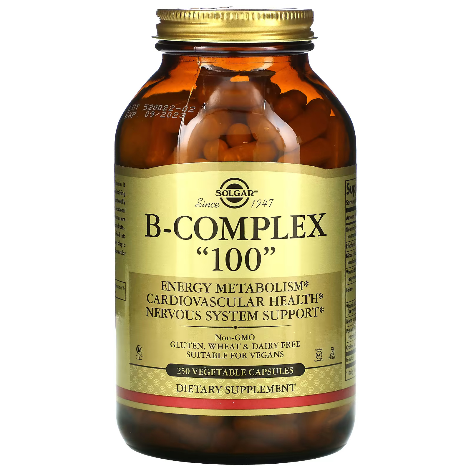 2 X Solgar, B-Complex «100», 250 Vegetable Capsules