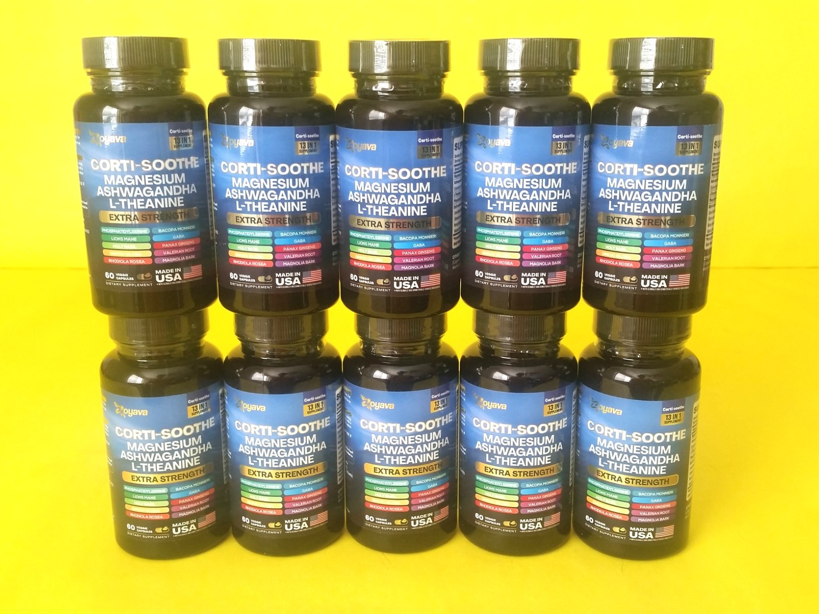 X10 SEALED) Zoyava CORTI-SOOTHE Magnesium Ashwagandha Theanine 02/28 (60 Caps)