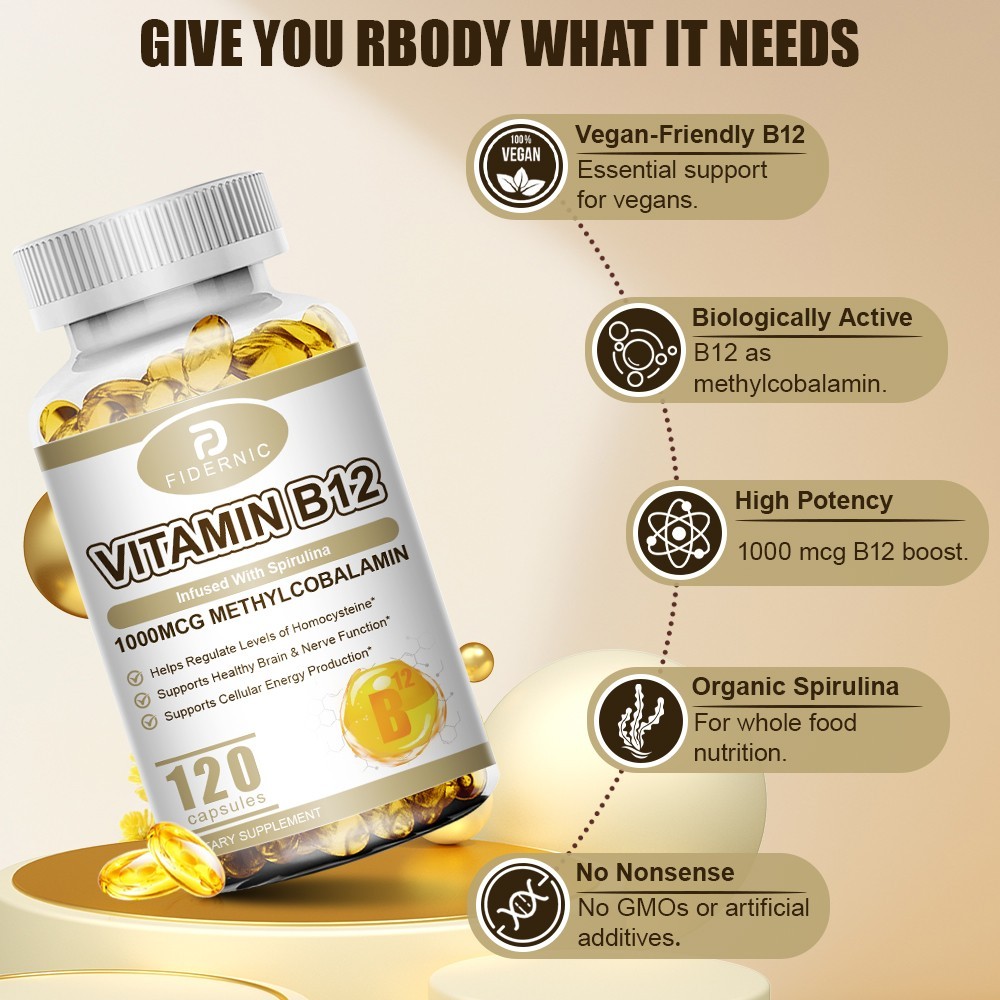Vitamin B12 1000mcg 120 Capsules Methylcobalamin Energy Nerve Support