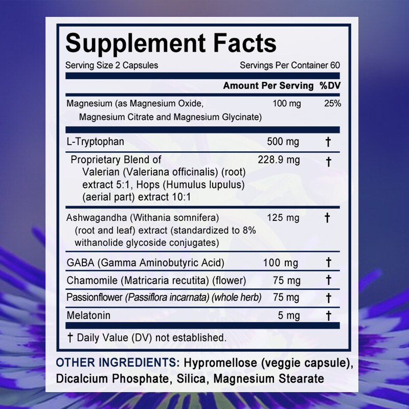 Gluten Free Natural Sleep Aid Non Habit Forming Supplement For Better Sleep