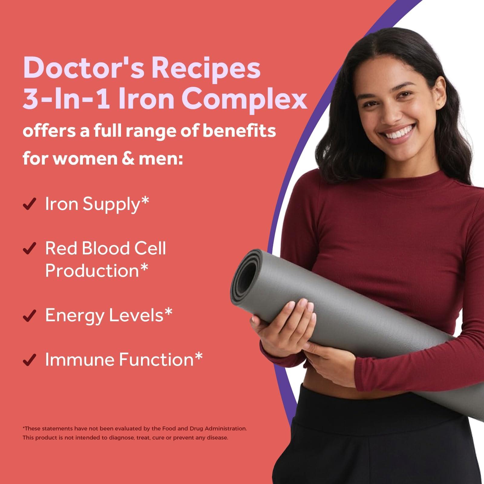 Iron Supplement for Women & Men, 65mg from Ferrous Bisglycinate Sulfate Carbo…