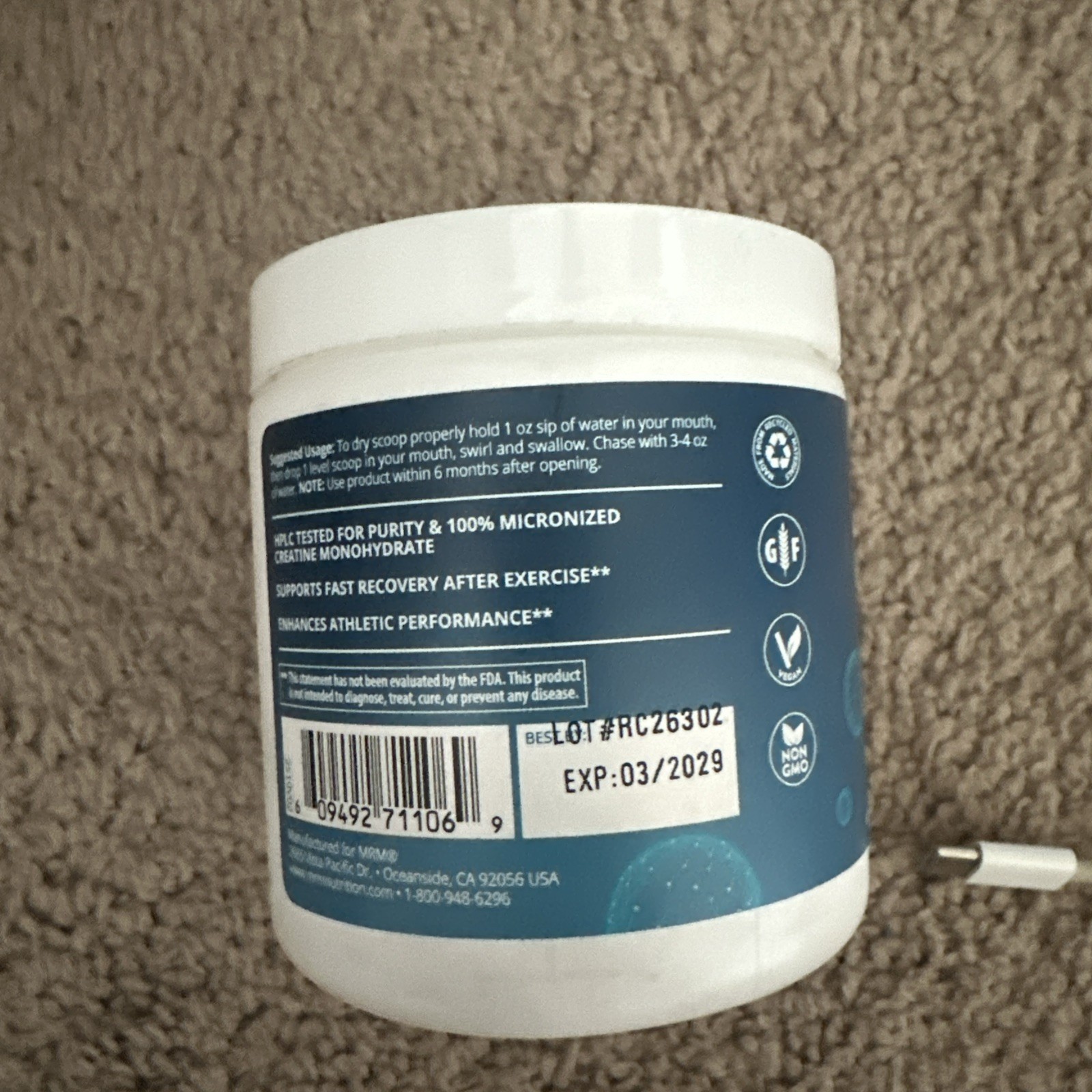 Creatine Dry Scoop, Blue Raspberry, 3.2 oz (90 g)