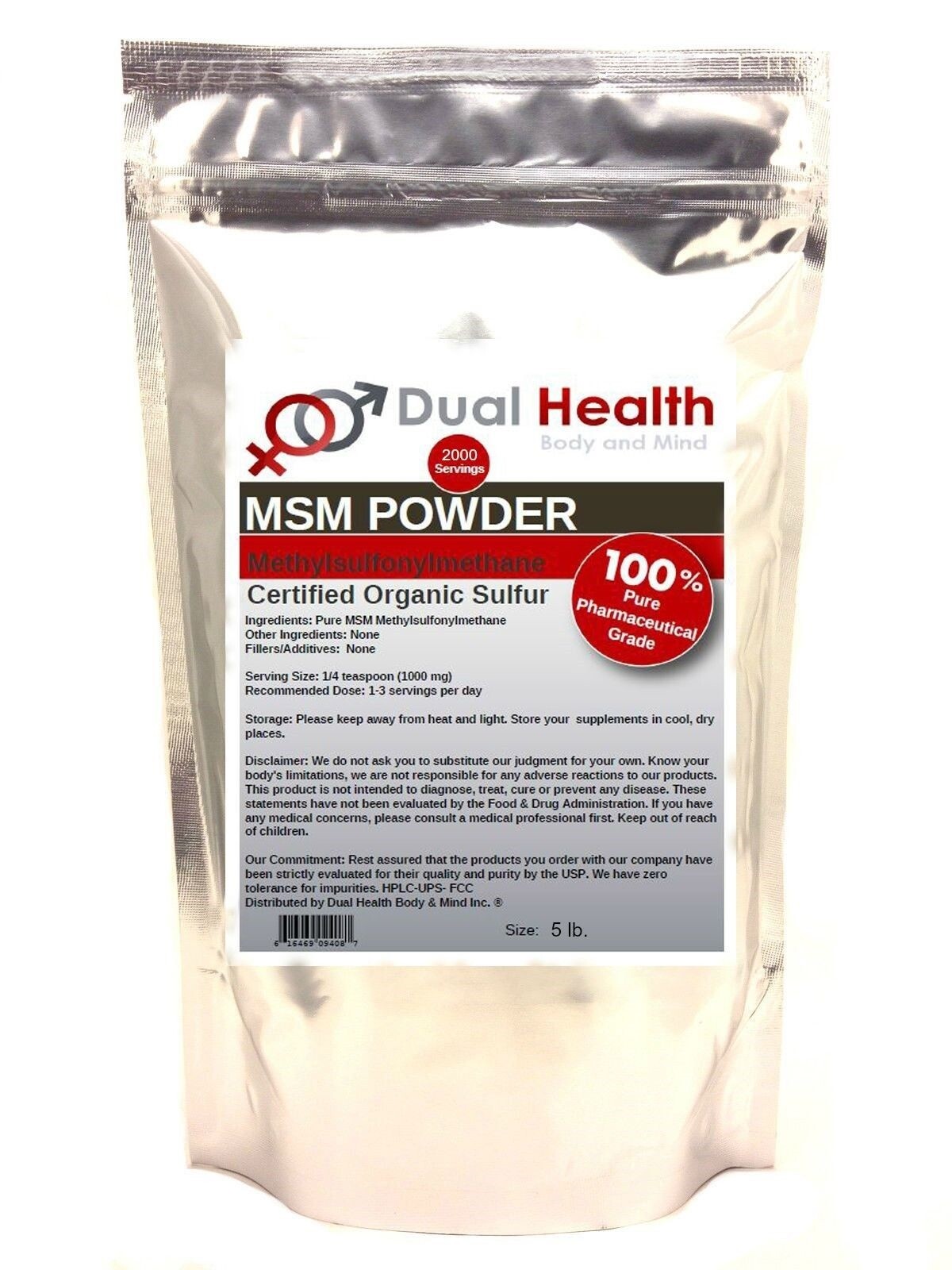 5 lbs. MSM Pure Methylsulfonylmethane Powder Pain Relief Joint Arthritis Skin