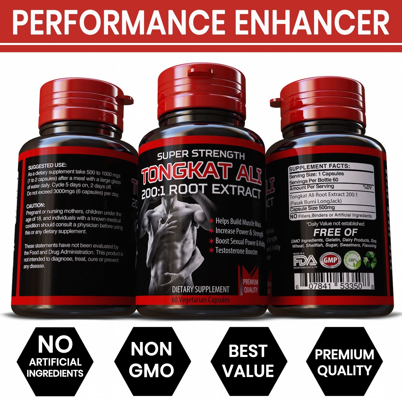 Pure TestoJack 500 – 60 Veg Caps Organic Tongkat Pills Longifolia jack 1/2028EXP