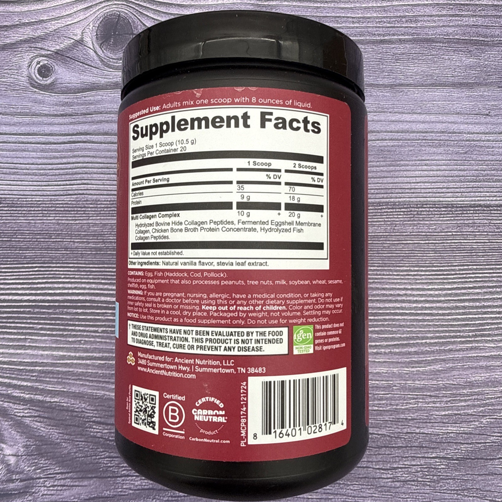 Ancient Nutrition Multi Collagen Protein Powder Vanilla SMALLER 7.4 oz Exp 2028