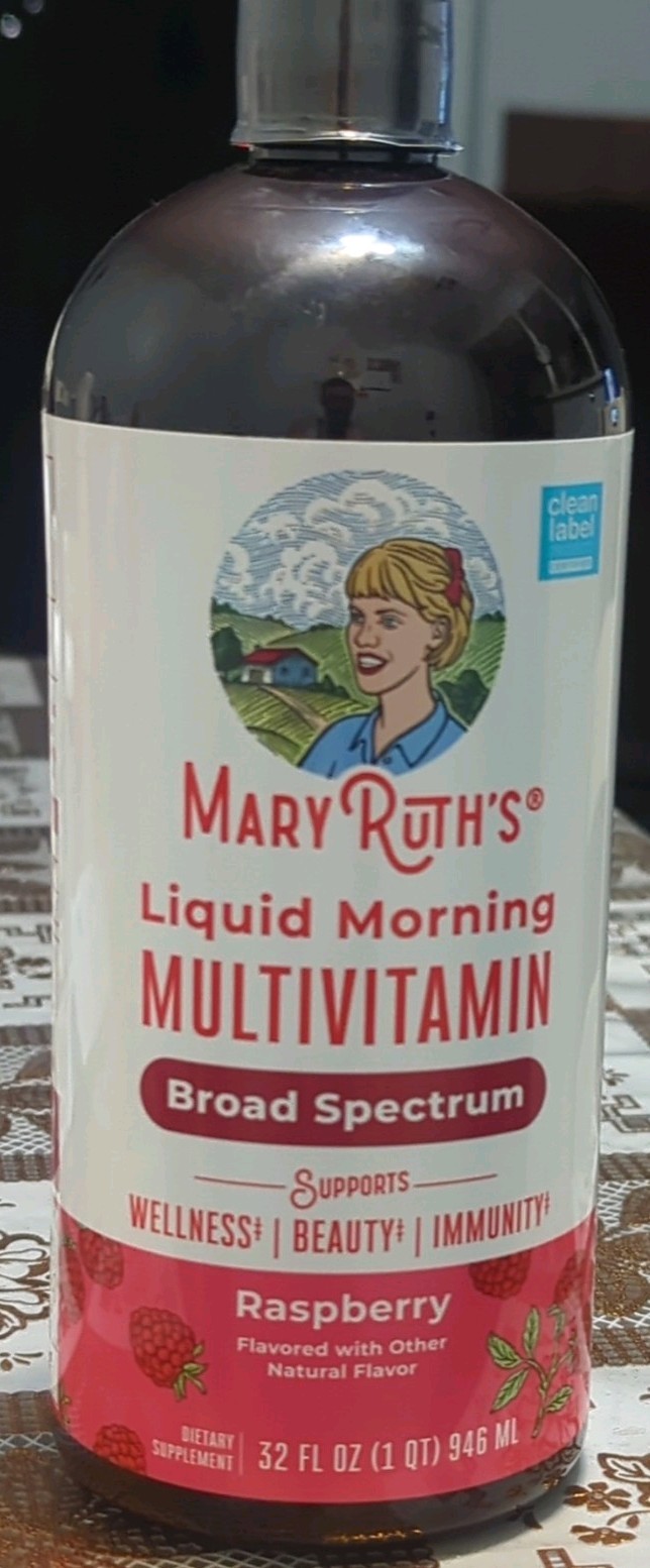 MaryRuth’s Liquid Morning Multivitamin Vegan Gluten-Free Raspberry 32 fl oz