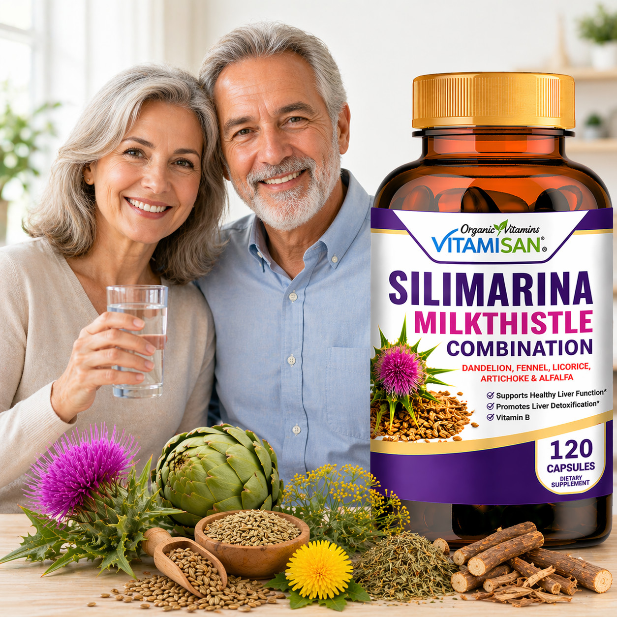 Milk Thistle 1453 mg (Silymarin) w/ Dandelion Root Liver Support 240 capsules