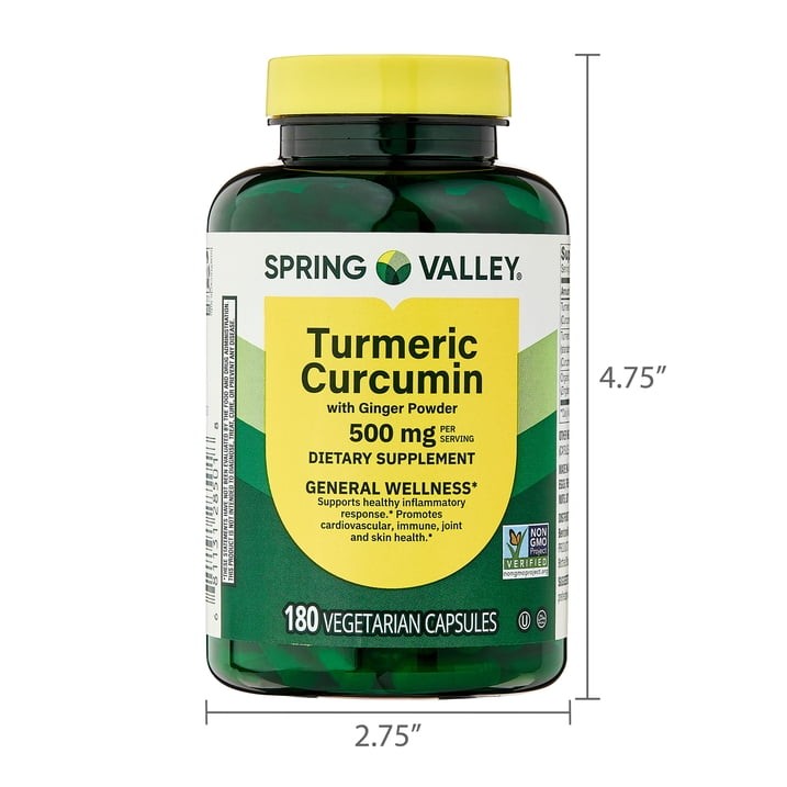 **3 Pack Spring Valley Turmeric Curcumin with Ginger 500 mg 180 Count**