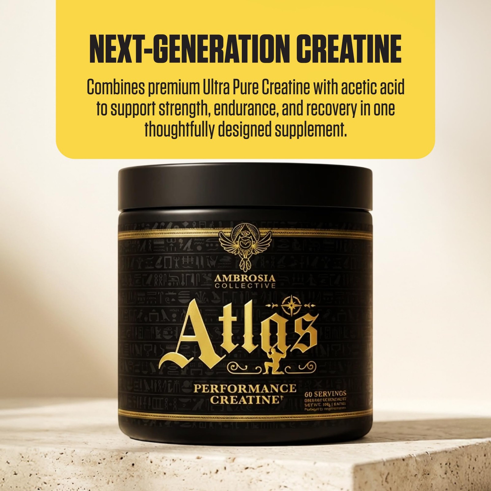 Ambrosia Atlas Creatine Monohydrate Powder 11.04 Ounce (Pack of 1), No Color