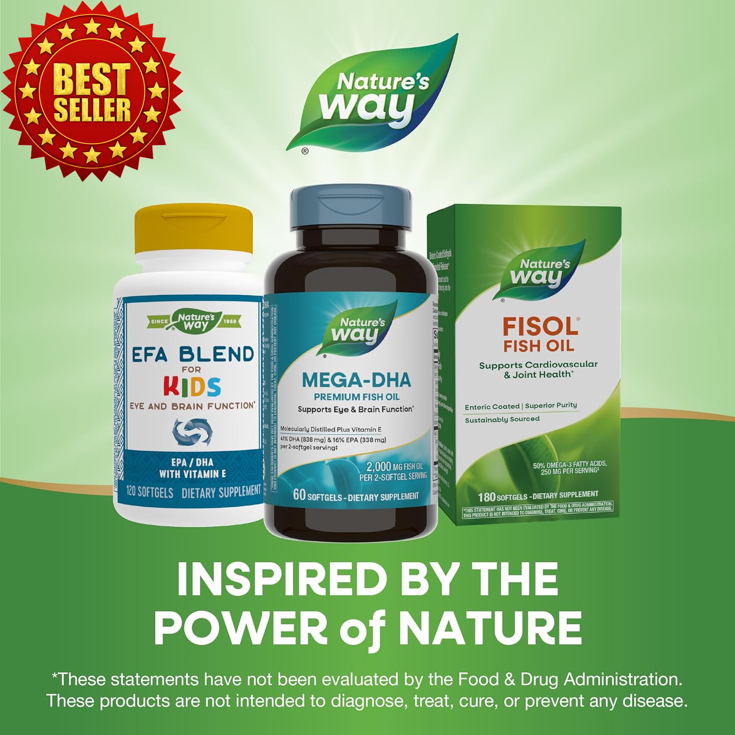Mega-DHA Premium Fish Oil 2000mg 60 Softgels Eye Brain Support