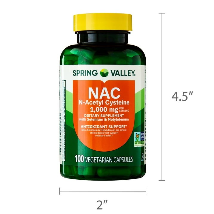 Spring Valley NAC 1000 mg Vegetarian Capsules, Immune Support, 100 Count