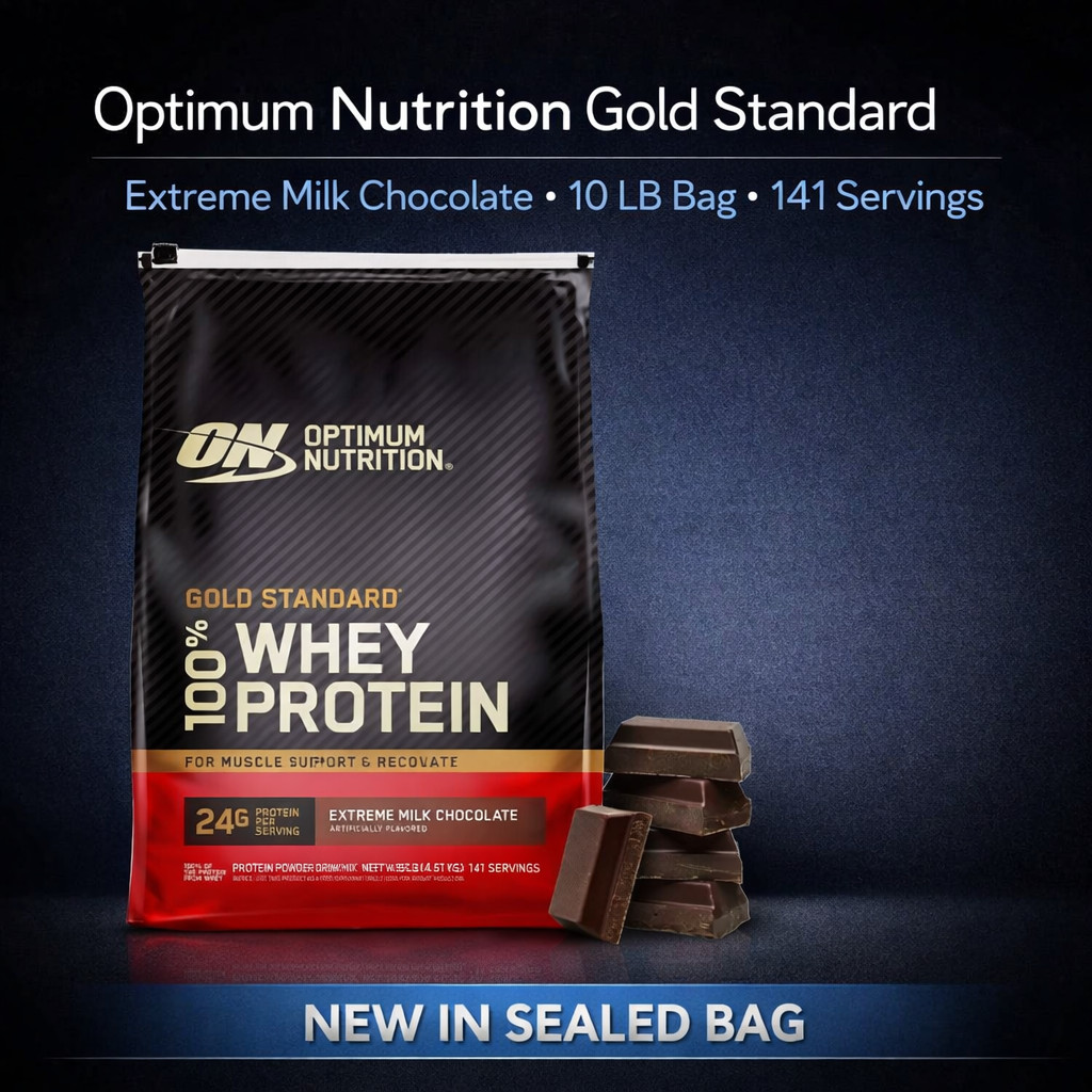 Optimum Nutrition Gold 100% Whey Extreme Milk Chocolate 10 LB Bag NEW SEALED