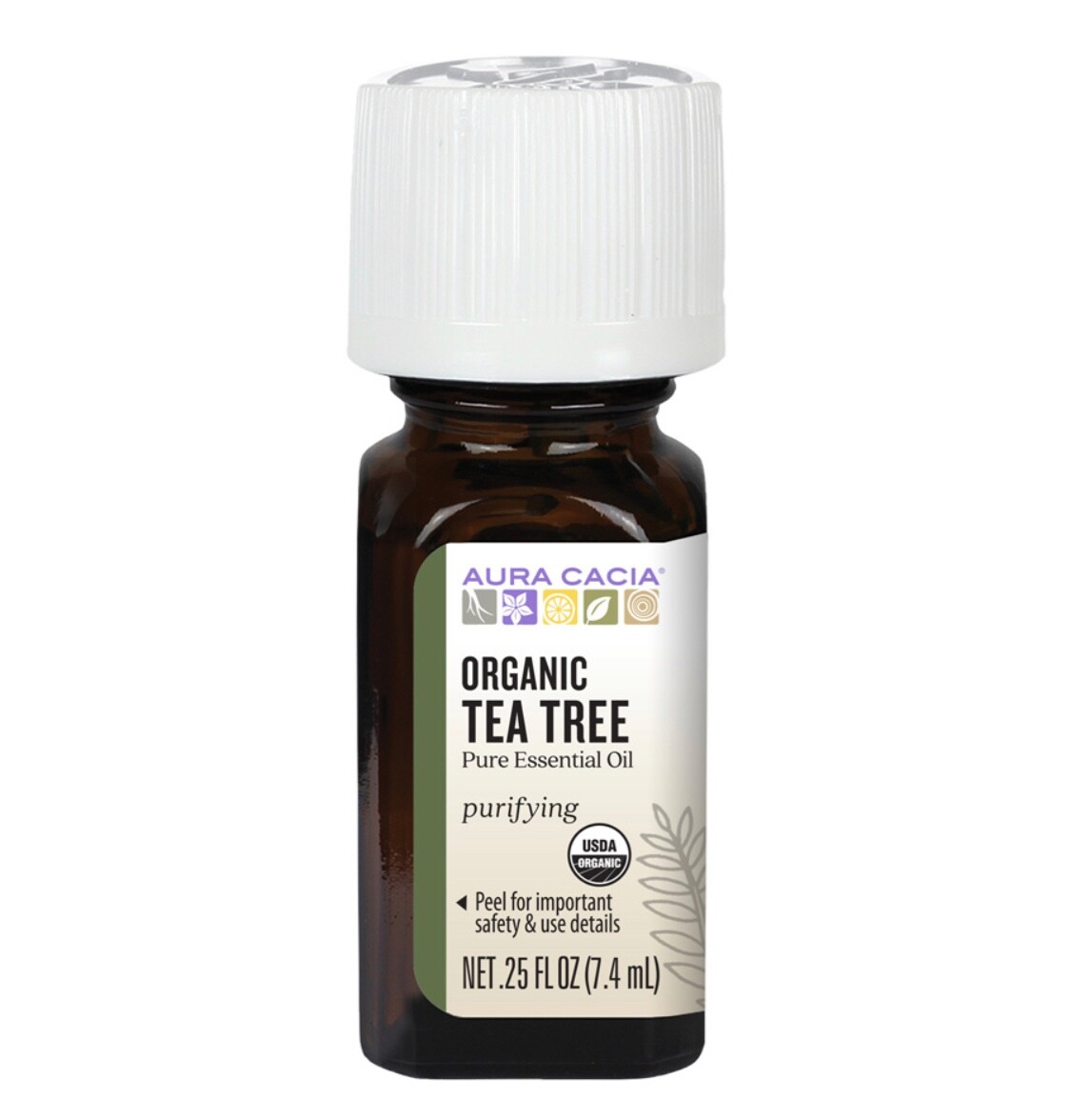 Aura Cacia Tea Tree Essential Oil Certified Organic Natural 0.25 fl oz. (7.4 mL)