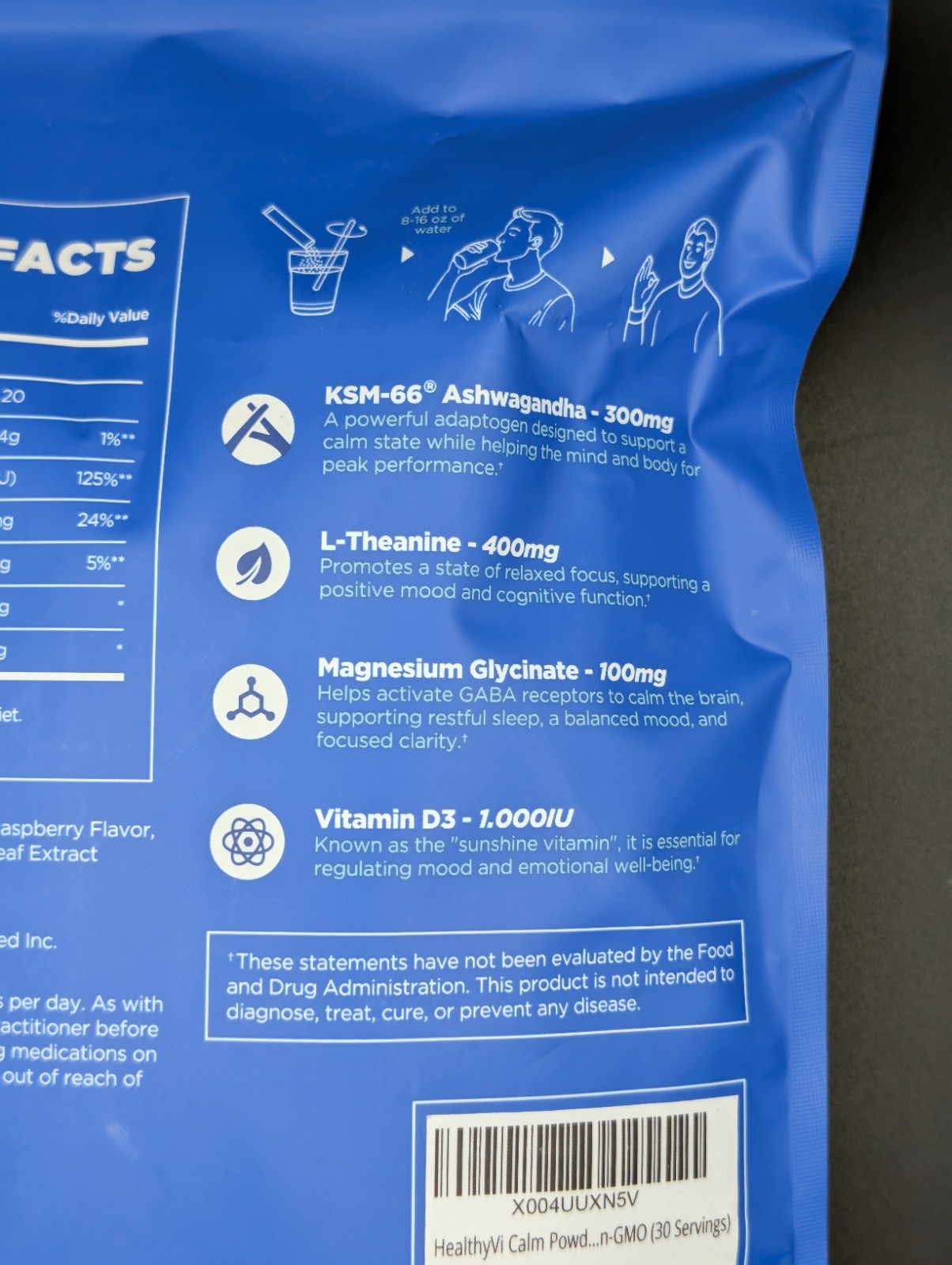 HealthyVi Calm Drink Mix Raspberry Lemonade 0g Sugar 30 Packets Supplement