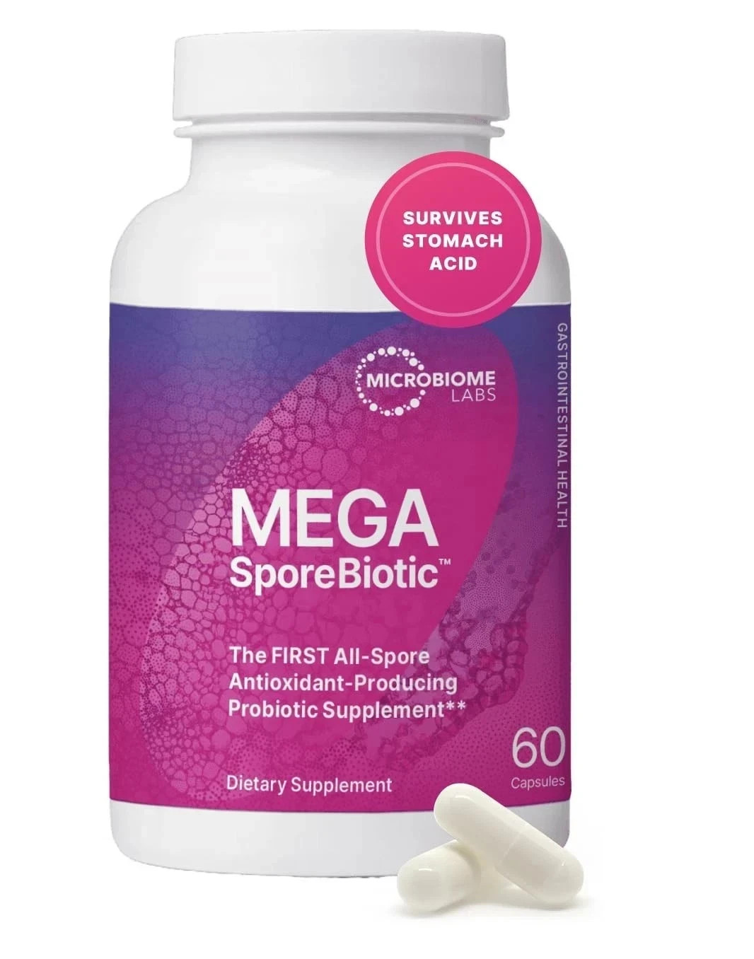 2PCS-Mega Sporebiotic 60 Capsules Microbiome Labs, probiotic supplement
