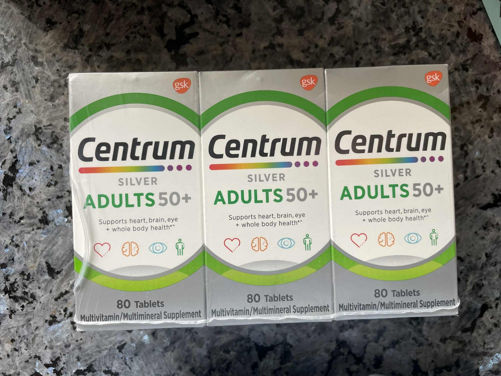 (3) Centrum Silver For Adults 50+ Sealed/ 80 Tablets Per Bottle EXP 03/2026
