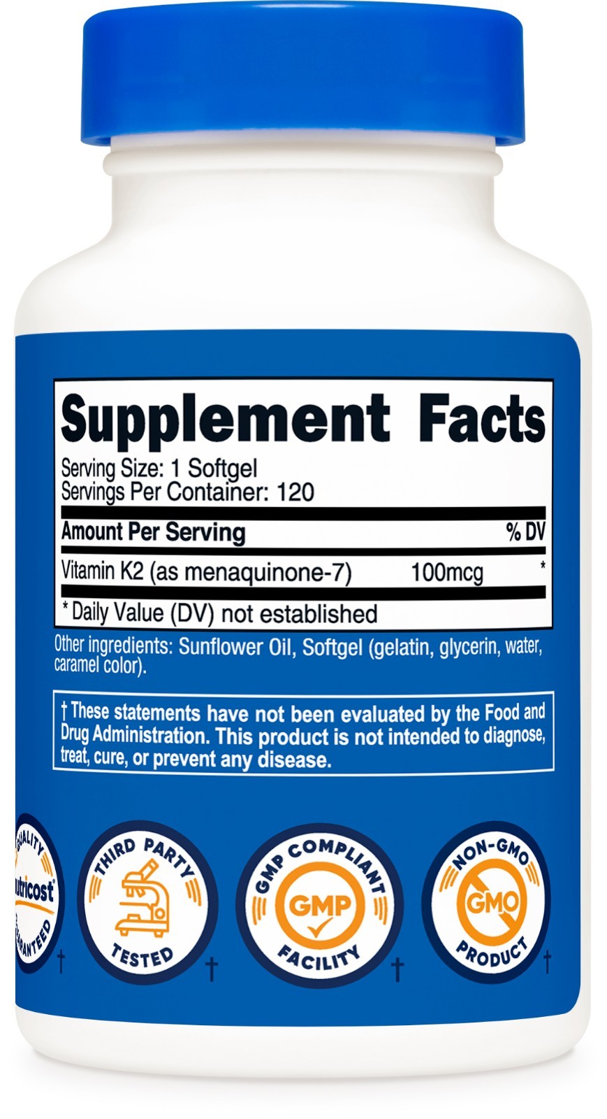 Nutricost Vitamin K2 MK-7 Softgels 100mcg, 120 Softgels – GMO-Free